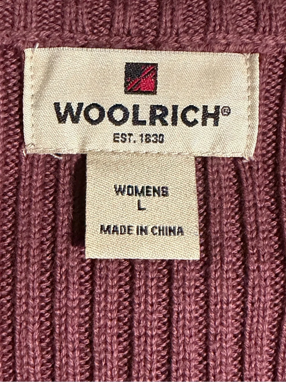 Woolrich Heritage Ribbed Henley Sweater - Button & Zip Mock Neck - Hazelberry - Picture 6 of 7